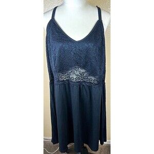 Bloomchic Womens Black Lace V-Neck Floral Chemise top Plus US 26